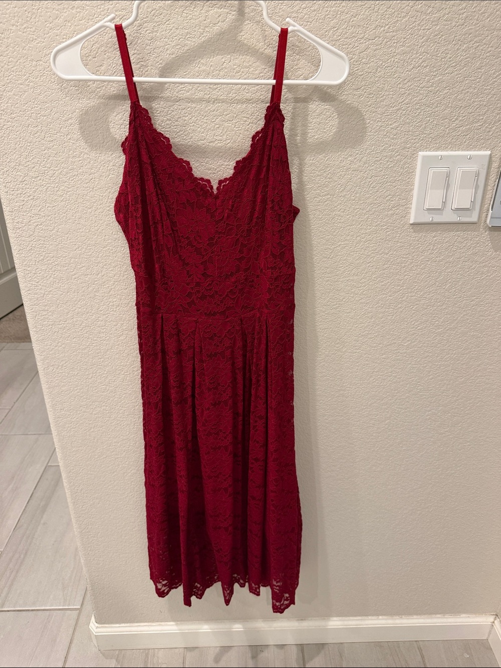 Red Lace Spaghetti-Strap Dress